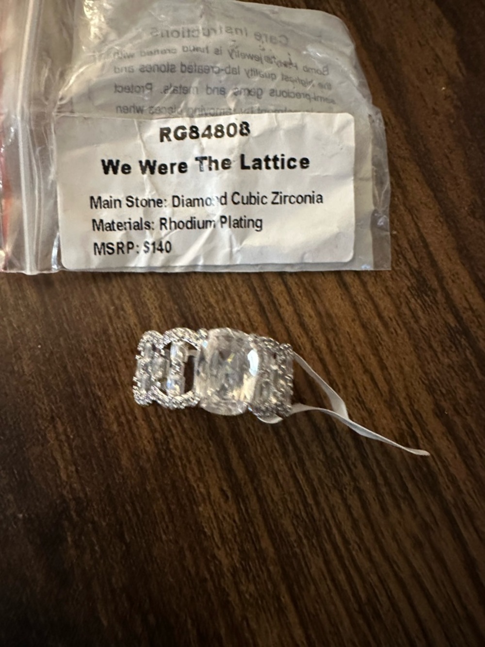 We Were The Lattice Rhodium-Plated White Cubic Zirconia Statement Ring